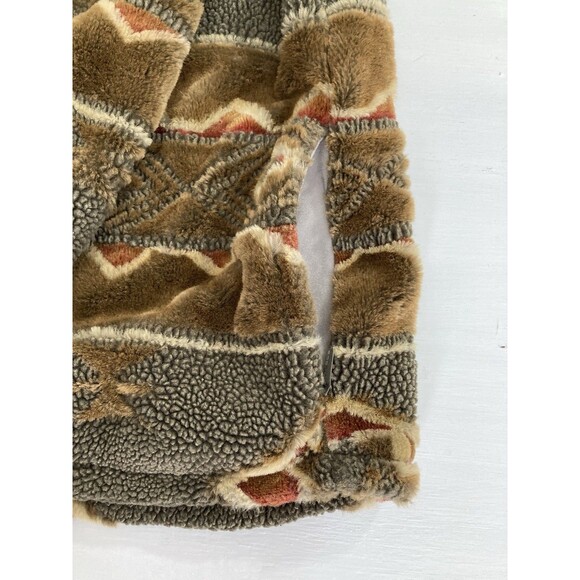 Vintage Woolrich Women’s L Brown Aztec Fleece Southwest Full Zip Jacket - Picture 5 of 11